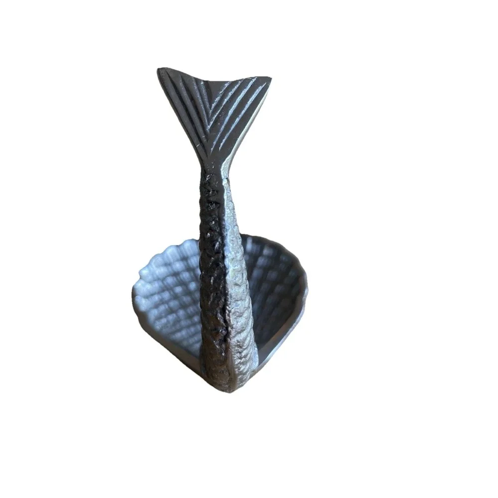 Fish And Sea Shell Pewter Trinket Dish Silver Rings Jewelry Holder Sea life‎